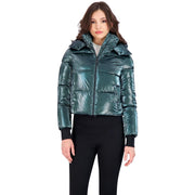 Cropped Liquid Puffer Womens Eco-Friendly Cropped Puffer Jacket