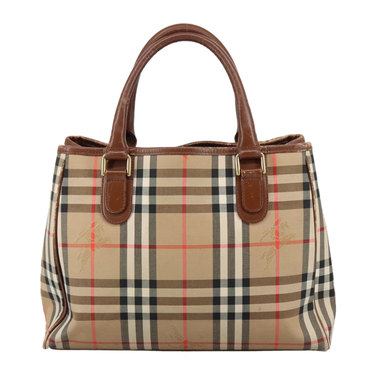 Burberry Nova Check Beige Canvas Handbag (Pre-Owned)