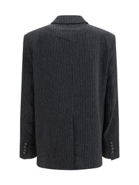 Ganni Women Pinstripe Wool Blazer