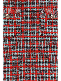 Self-Portrait Women Check Knit Midi Skirt With Frayed Edges