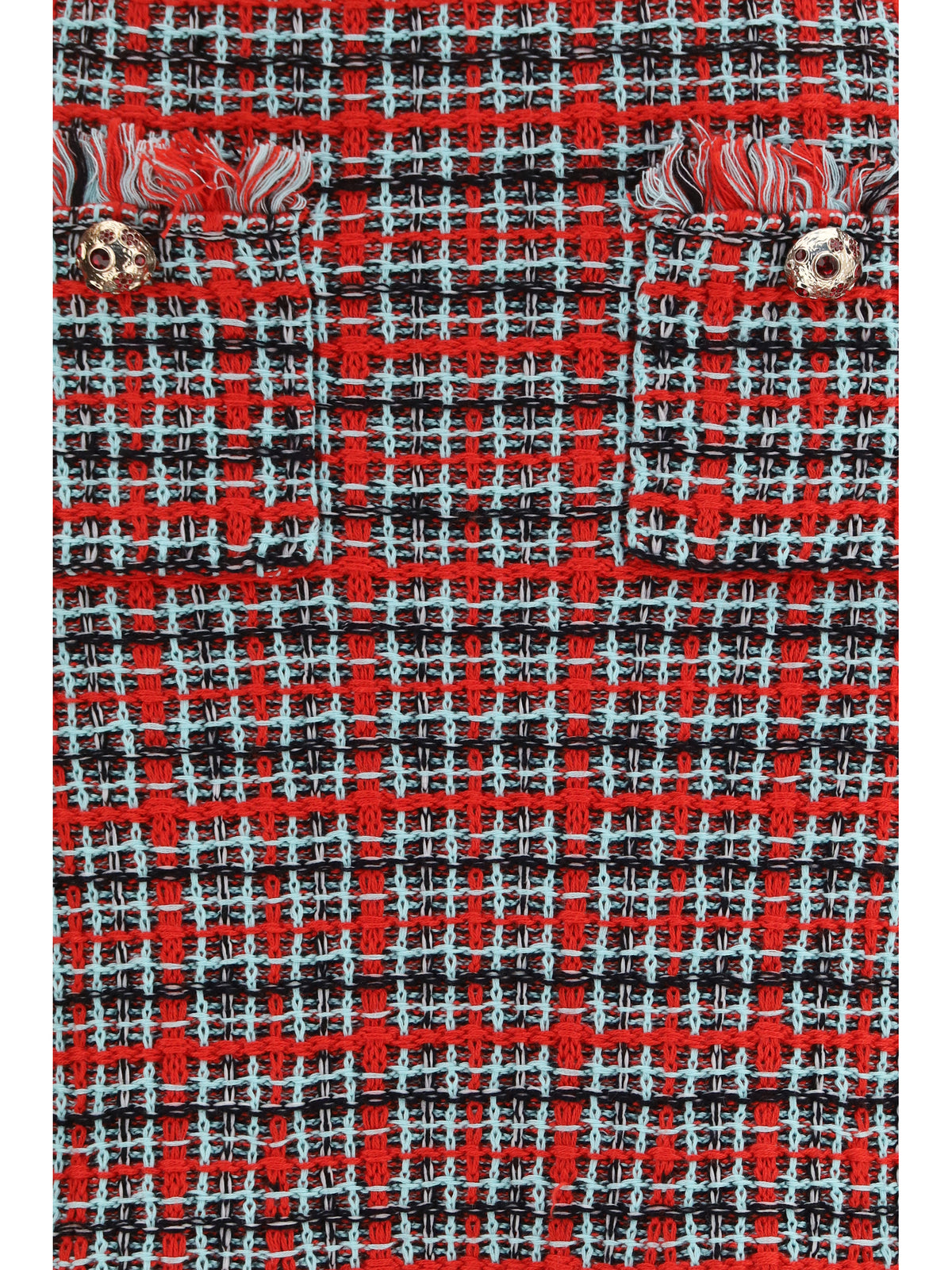 Self-Portrait Women Check Knit Midi Skirt With Frayed Edges
