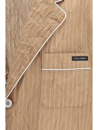Dolce & Gabbana Men Vanity Shirt-Style Robe In Froissé Striped Fabric