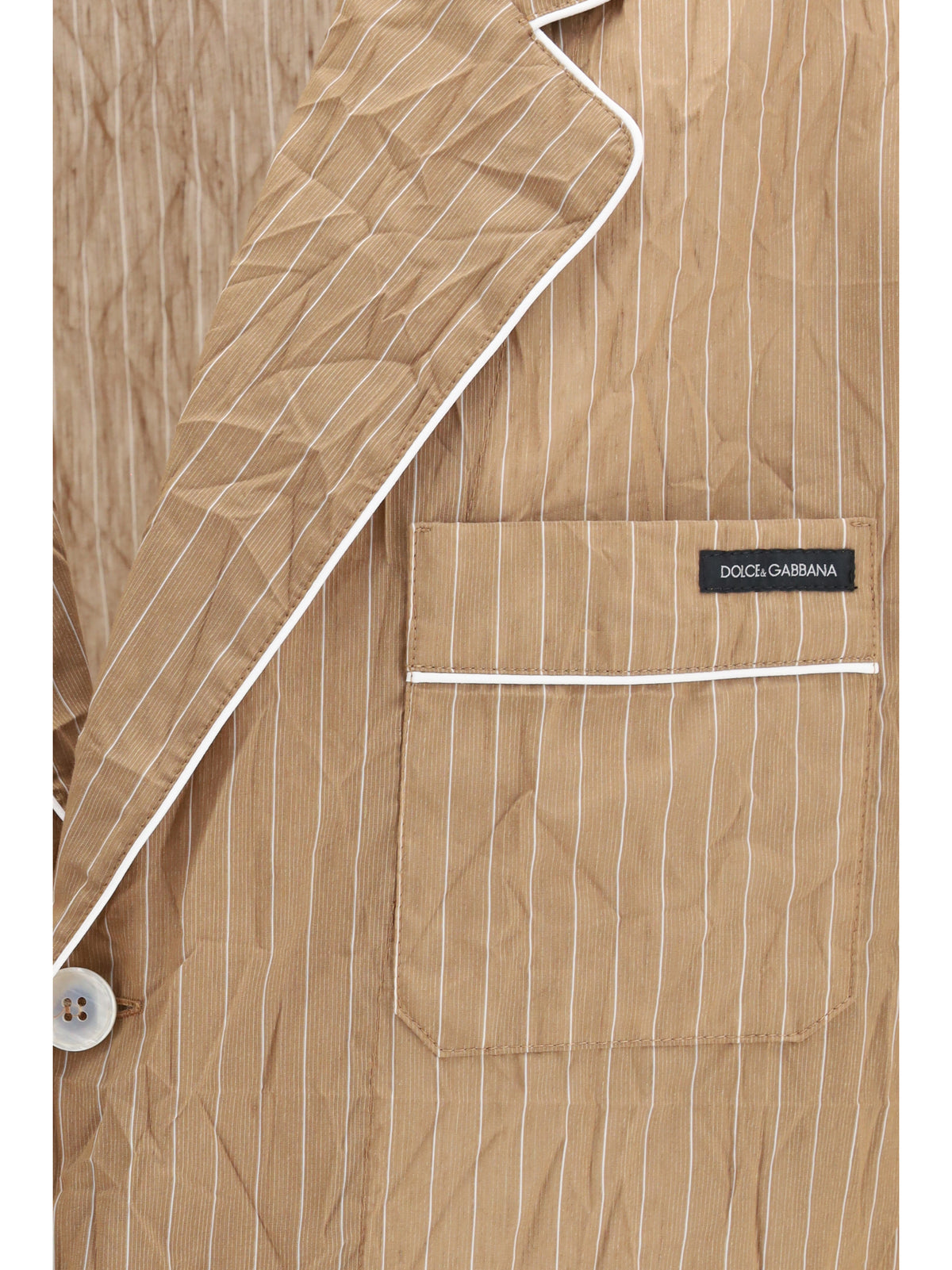 Dolce & Gabbana Men Vanity Shirt-Style Robe In Froissé Striped Fabric