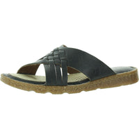 Womens Criss-Cross Leather Slide Sandals 7 Medium Navy