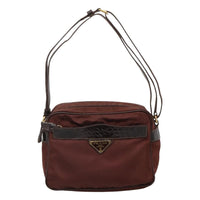 Prada Re-Nylon Burgundy Synthetic Shoulder Bag (Pre-Owned) OS Burgundy
