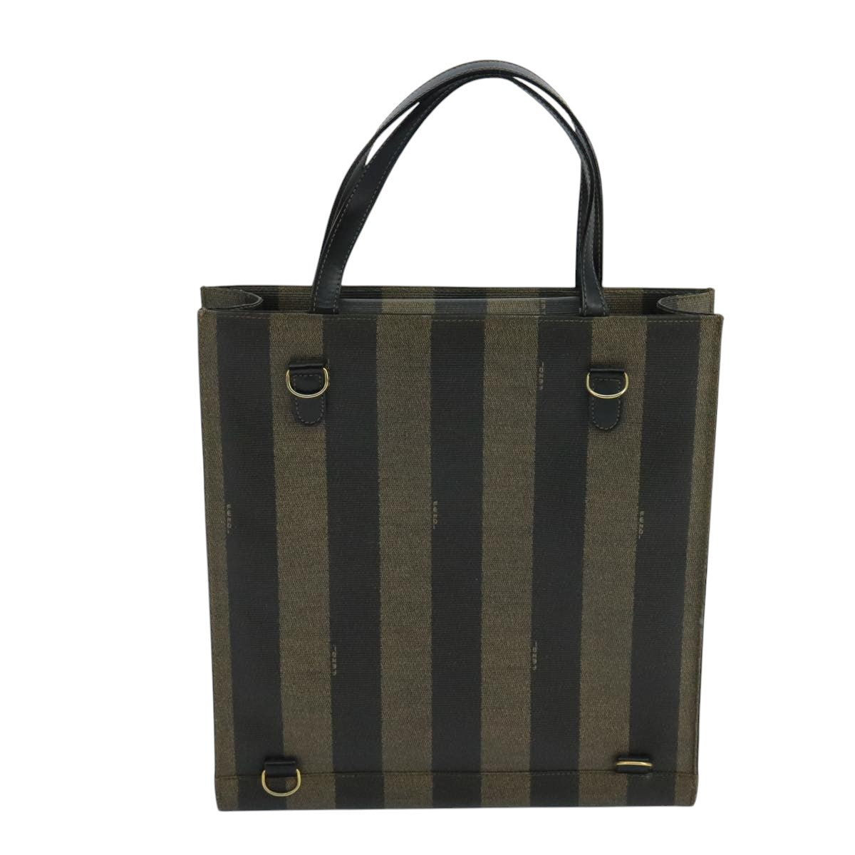 Fendi Pequin Brown Canvas Handbag (Pre-Owned)