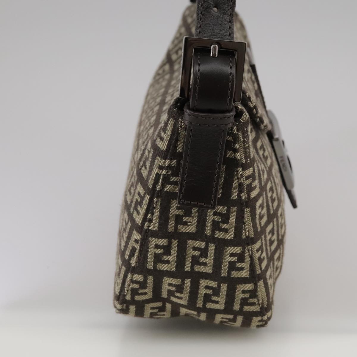 Fendi Zucchino Brown Canvas Shoulder Bag (Pre-Owned)
