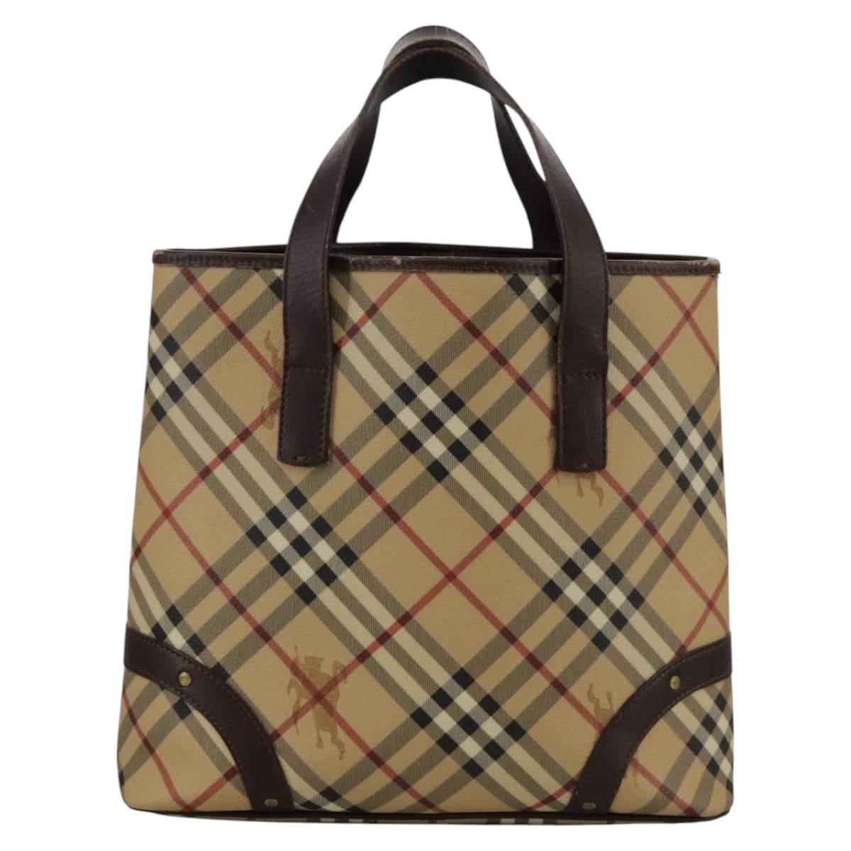 Burberry Nova Check Beige Canvas Handbag (Pre-Owned)
