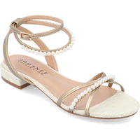 Tulsi Womens Faux Leather Beaded Strappy Sandals 8.5 Medium Gold