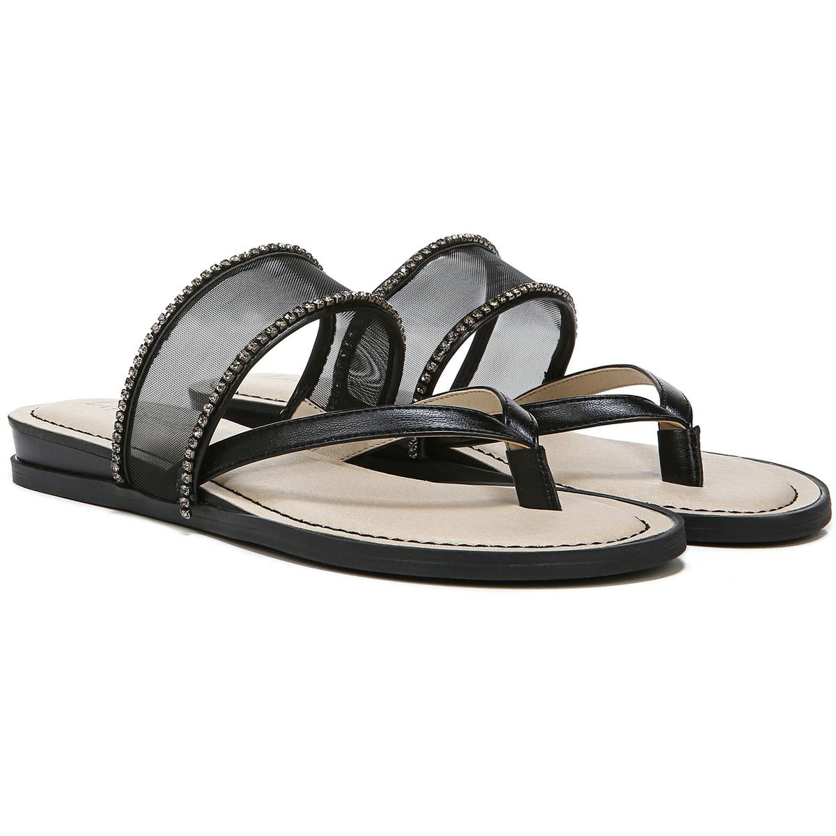 Radiant Glow Womens Faux Leather Slip On Slide Sandals