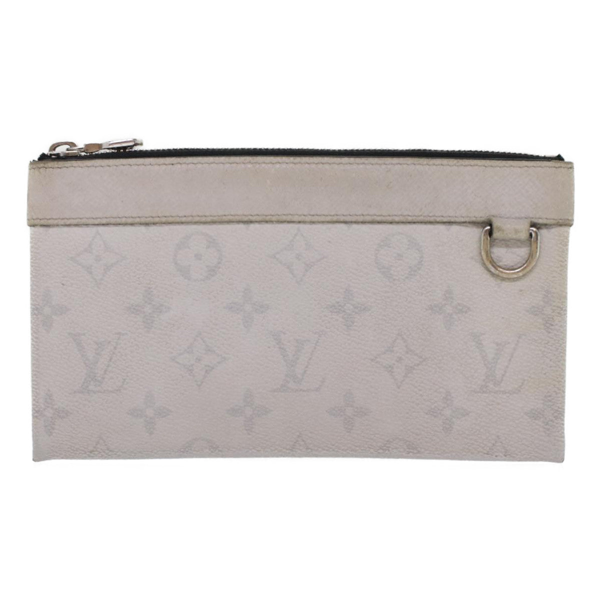 Louis Vuitton Discovery Pochette Monogram Taigarama Gray Leather Clutche & Pouche Bag (Authentic Pre-Loved)