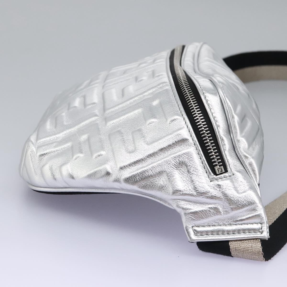 Fendi Ff Silver Leather Clutch Bag (Pre-Owned)