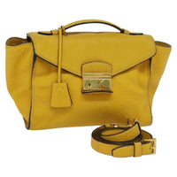 Prada Daino Yellow Leather Handbag (Pre-Owned)