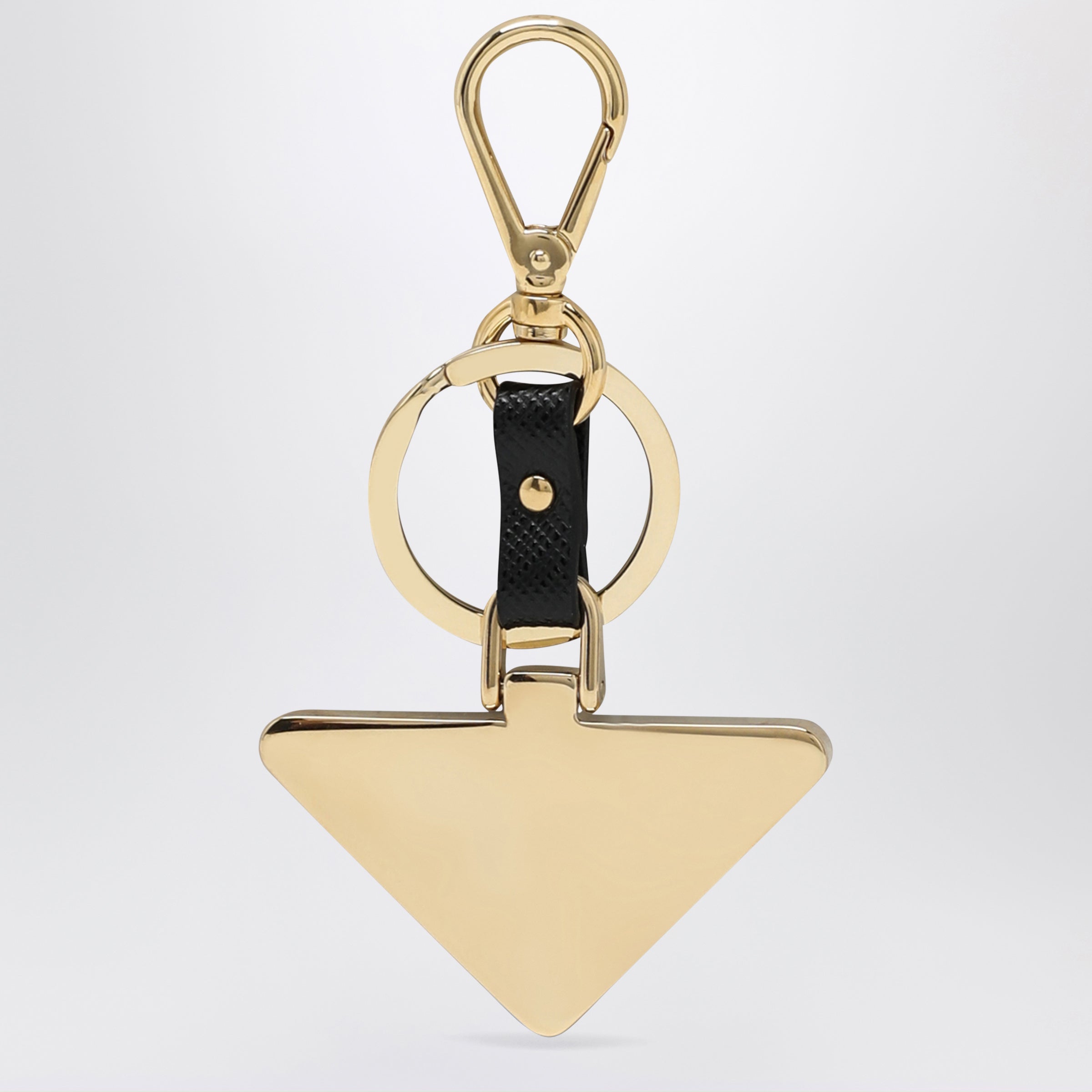 Prada Black Saffiano Leather And Metal Keychain Women