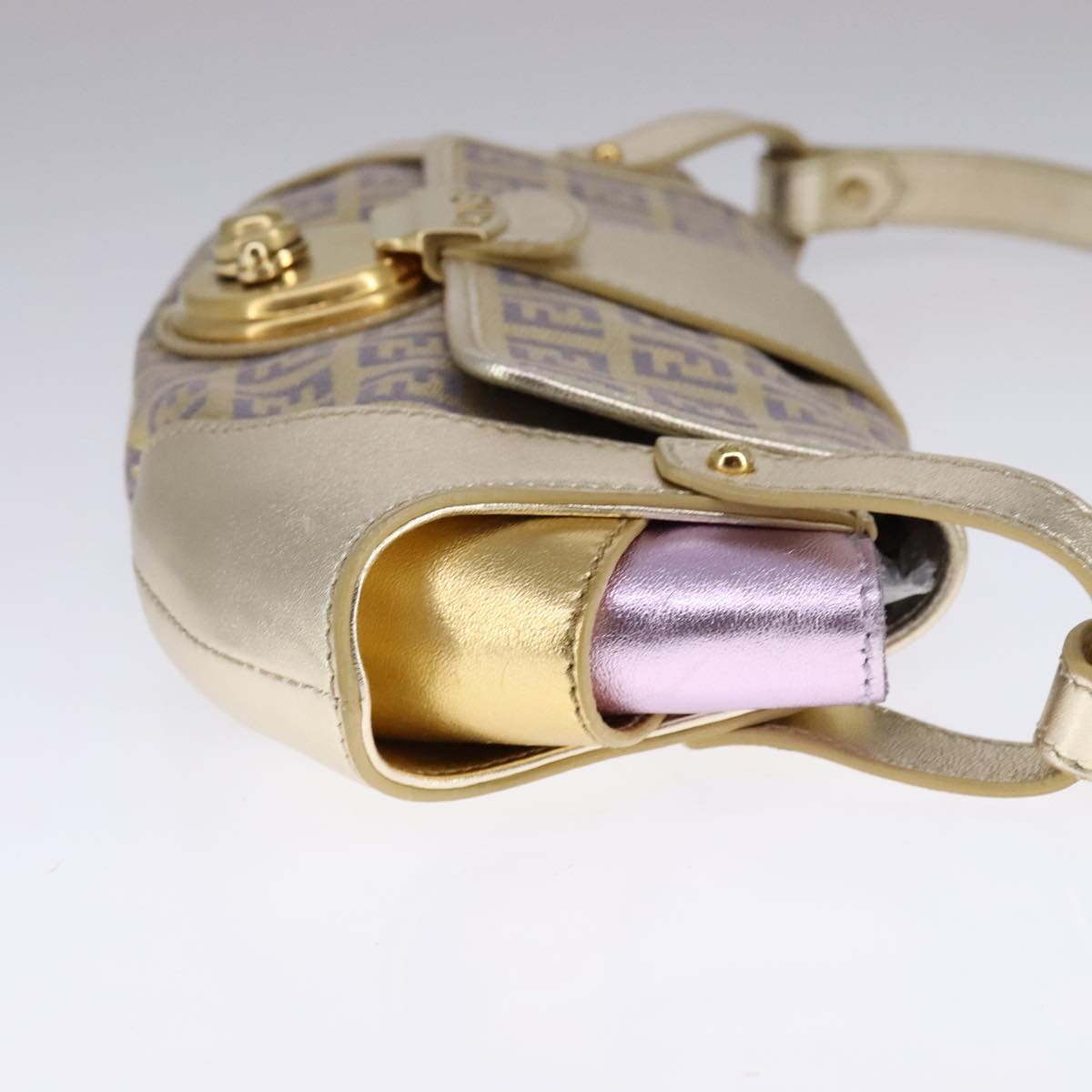Fendi Zucchino Gold Canvas Shoulder Bag (Pre-Owned)