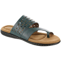 Catalina Womens Leather Studded Slide Sandals Teal