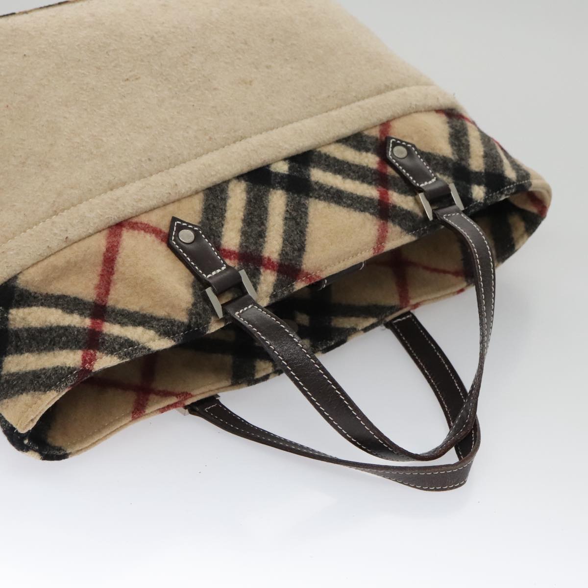 Burberry Nova Check Beige Canvas Handbag (Pre-Owned)
