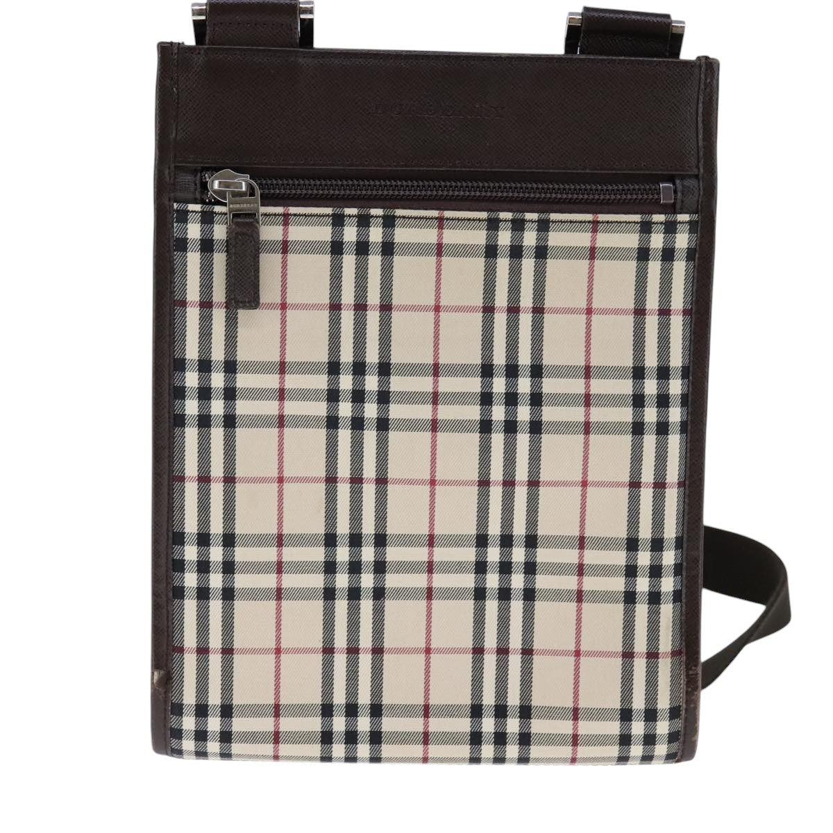 Burberry Nova Check Beige Canvas Shoulder Bag (Pre-Owned)