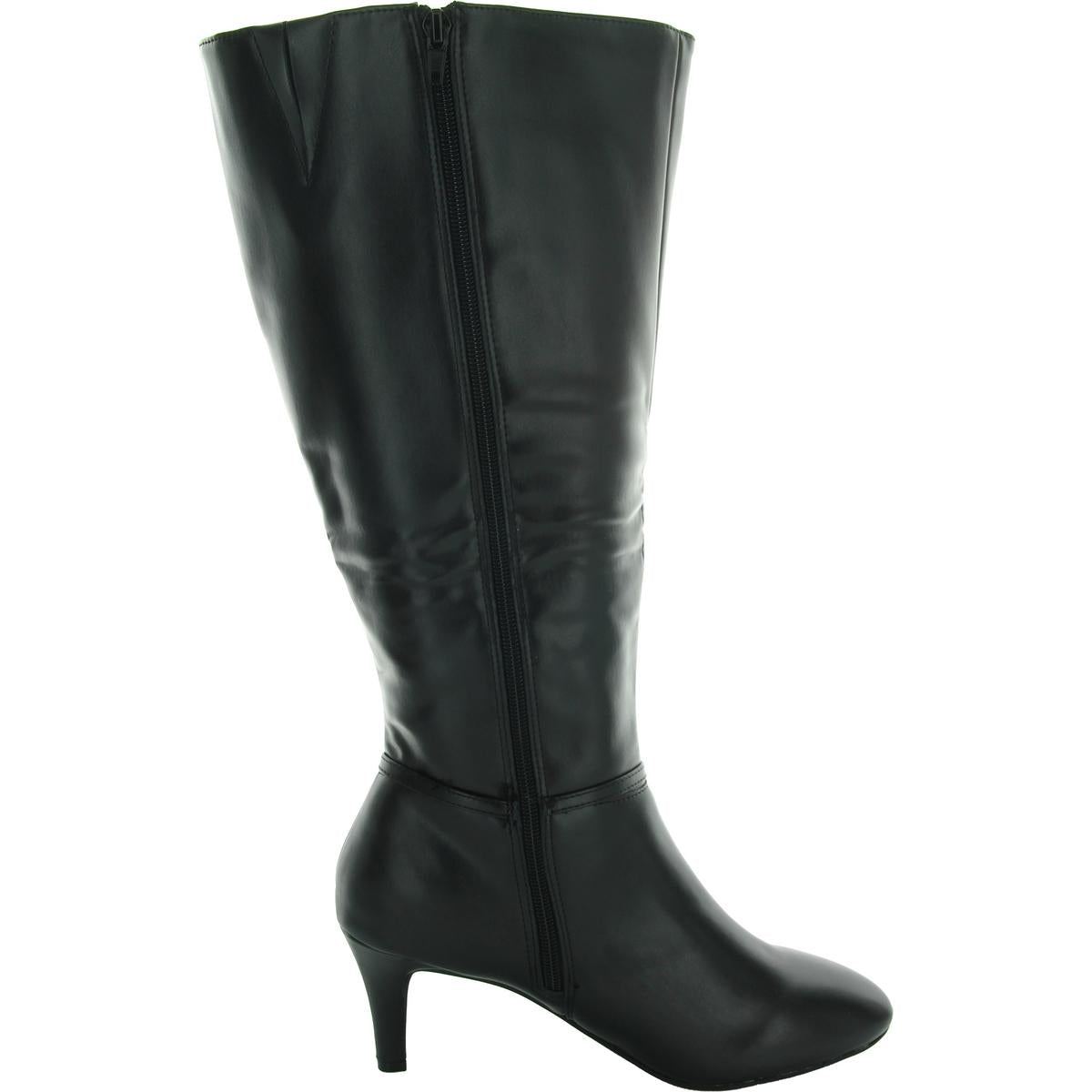 Hanlee Womens Zipper Faux Leather Knee-High Boots