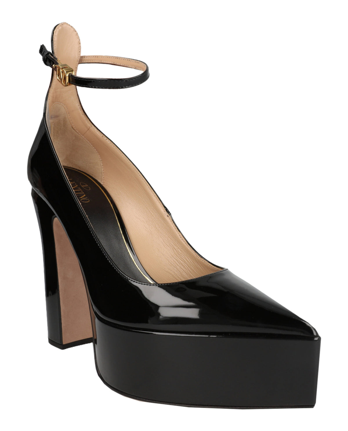 Valentino Valentino Womens Tan-Go Patent Leather Platform Pumps