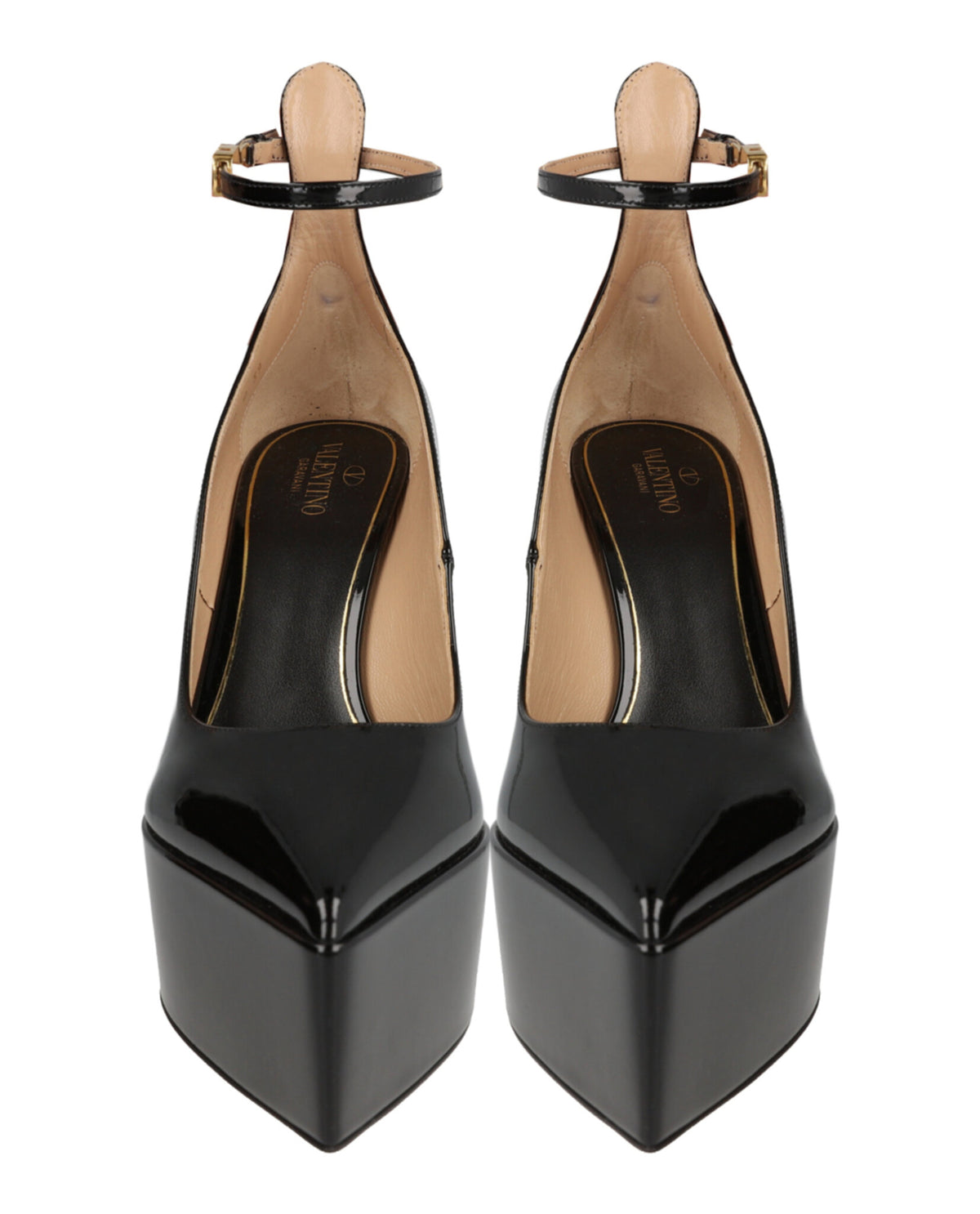 Valentino Valentino Womens Tan-Go Patent Leather Platform Pumps
