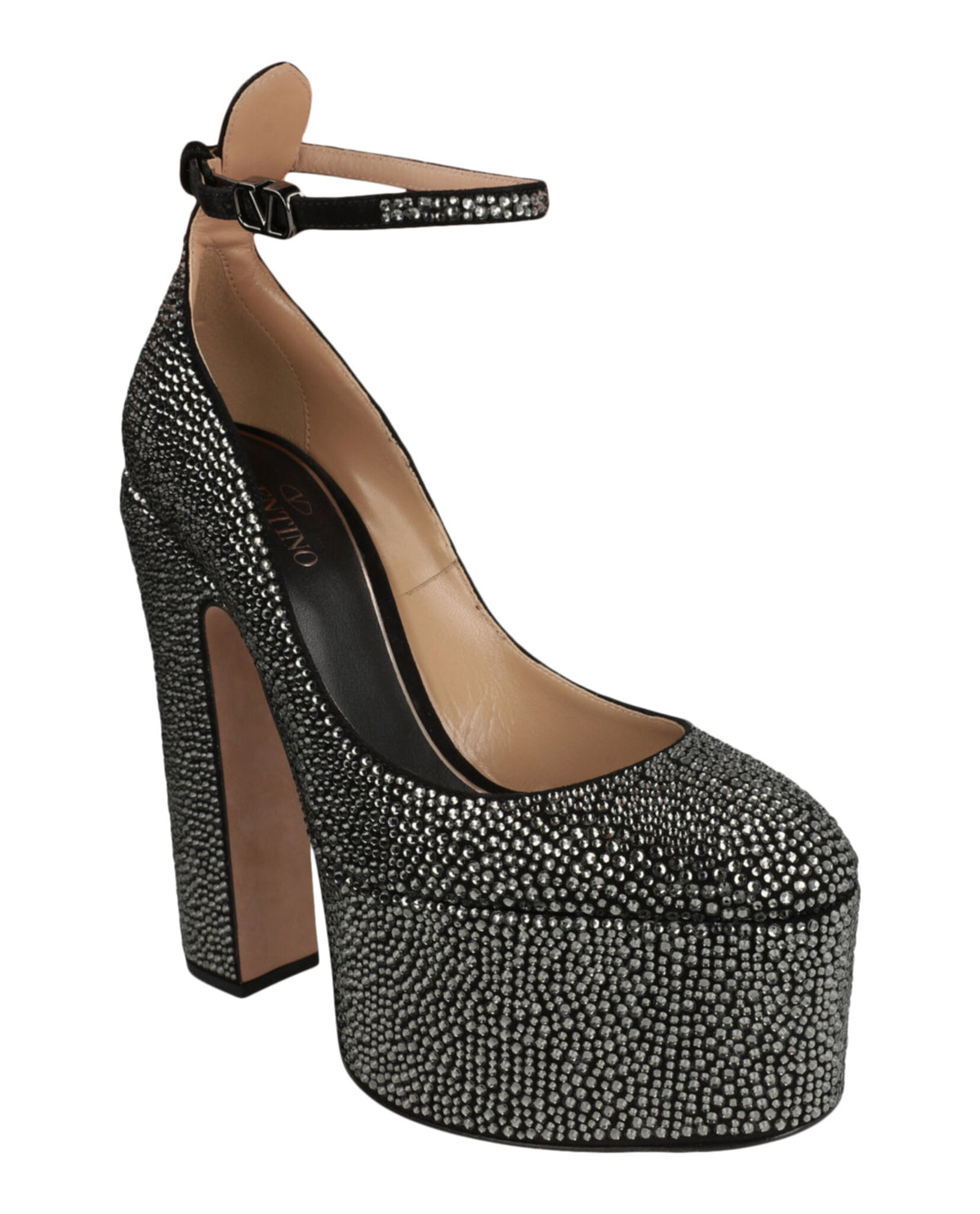 Valentino Valentino Womens Tan-Go Crystal Embellished Platform Pumps