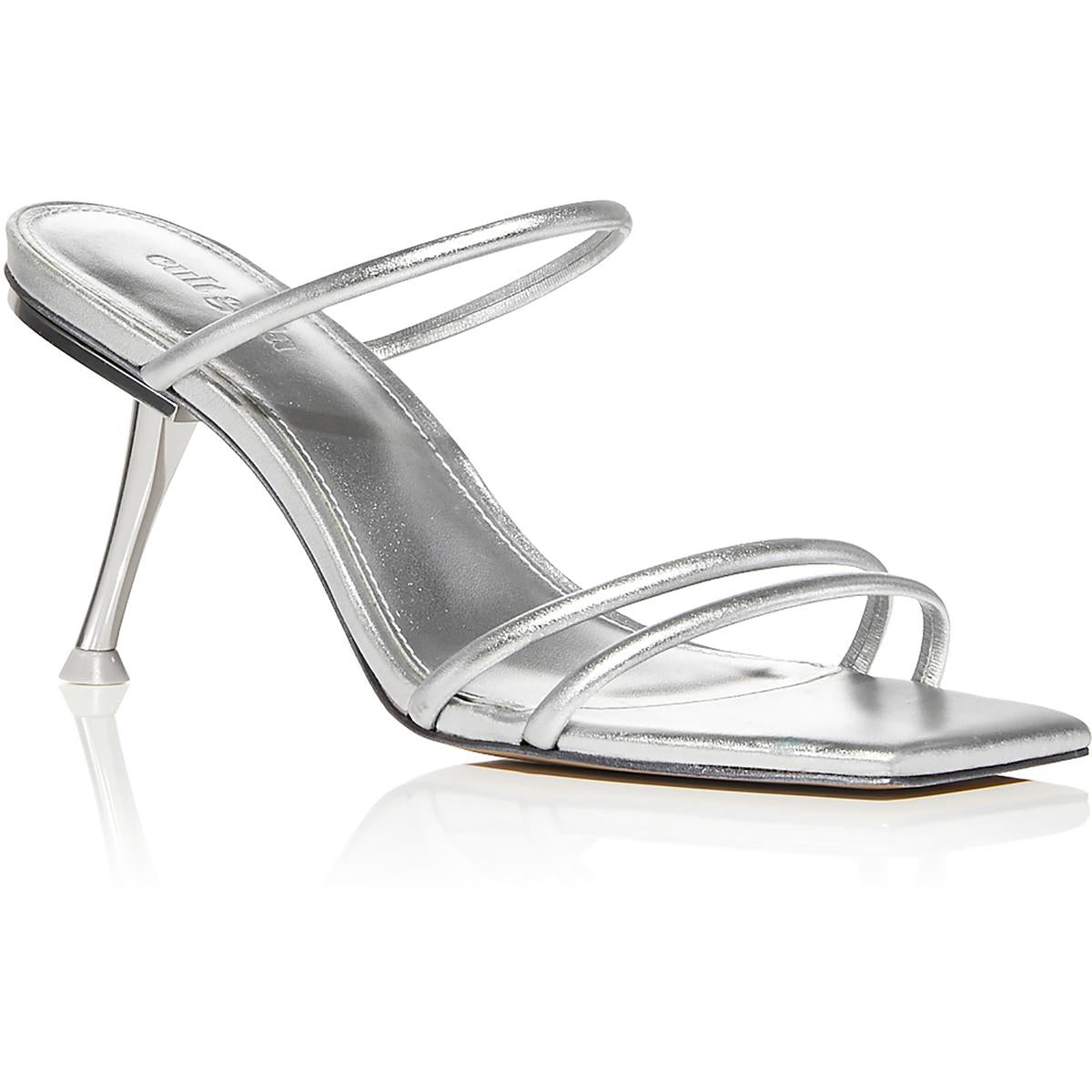 Lydia Womens Leather Slip-On Heels 40 Medium Silver
