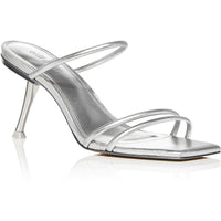 Lydia Womens Leather Slip-On Heels 40 Medium Silver