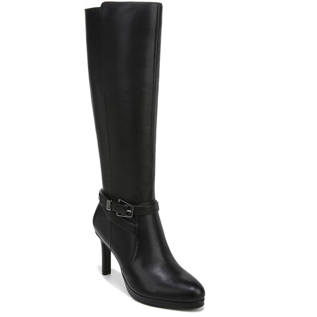 Taelynn Womens Zipper Leather Knee-High Boots