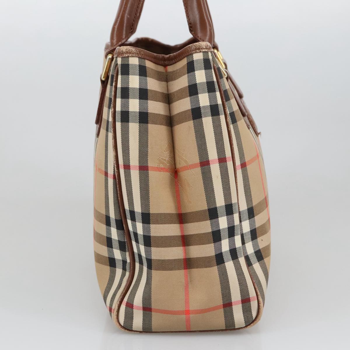 Burberry Nova Check Beige Canvas Handbag (Pre-Owned)