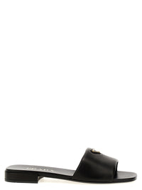 Prada Women Logo Leather Sandals
