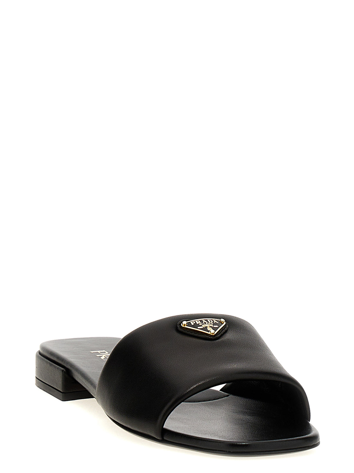 Prada Women Logo Leather Sandals