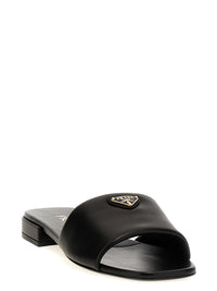Prada Women Logo Leather Sandals