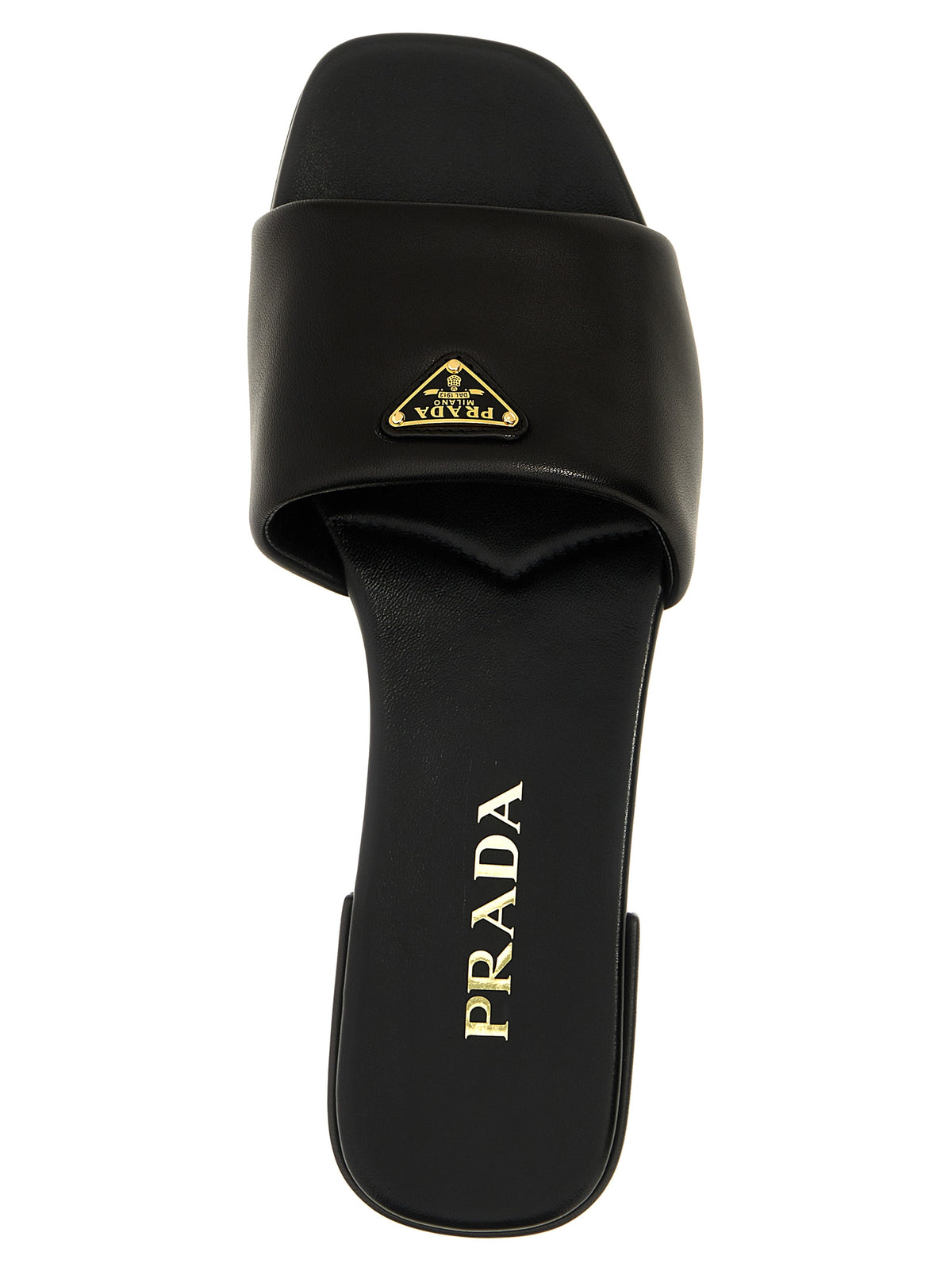 Prada Women Logo Leather Sandals