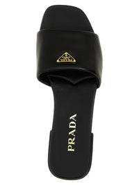 Prada Women Logo Leather Sandals