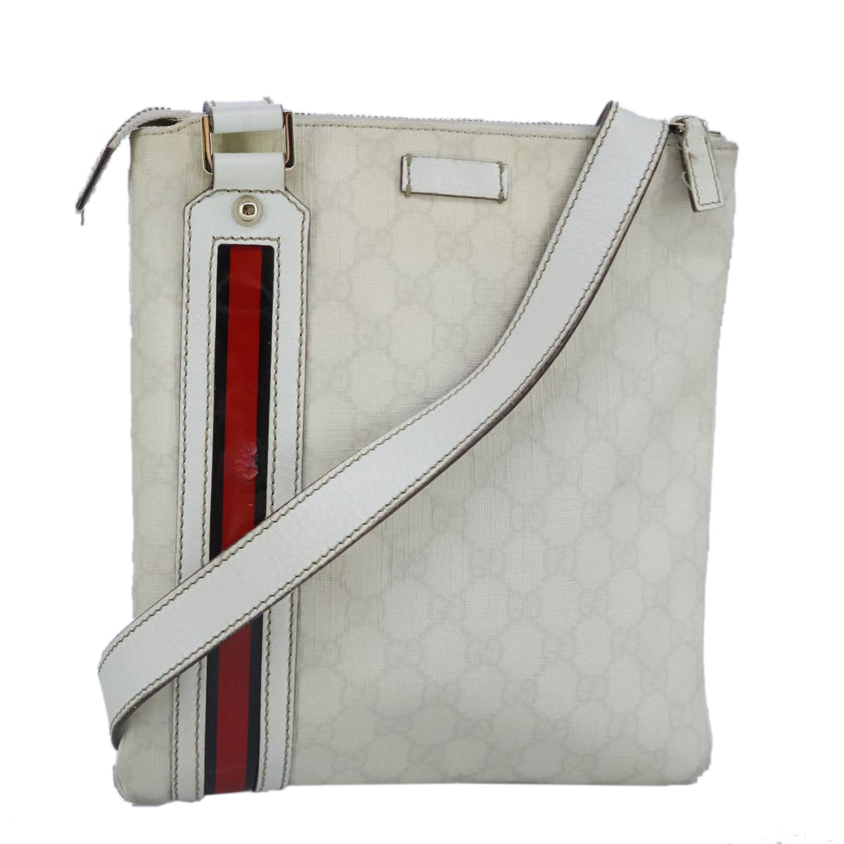 Gucci Ophidia White Canvas Shoulder Bag (Pre-Owned)