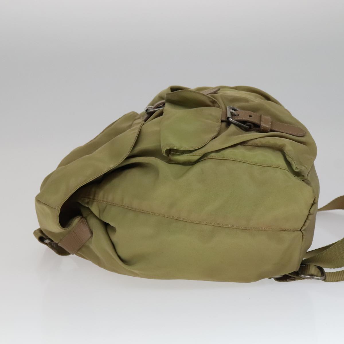 Prada Re-Nylon Khaki Synthetic Backpack Bag (Pre-Owned)