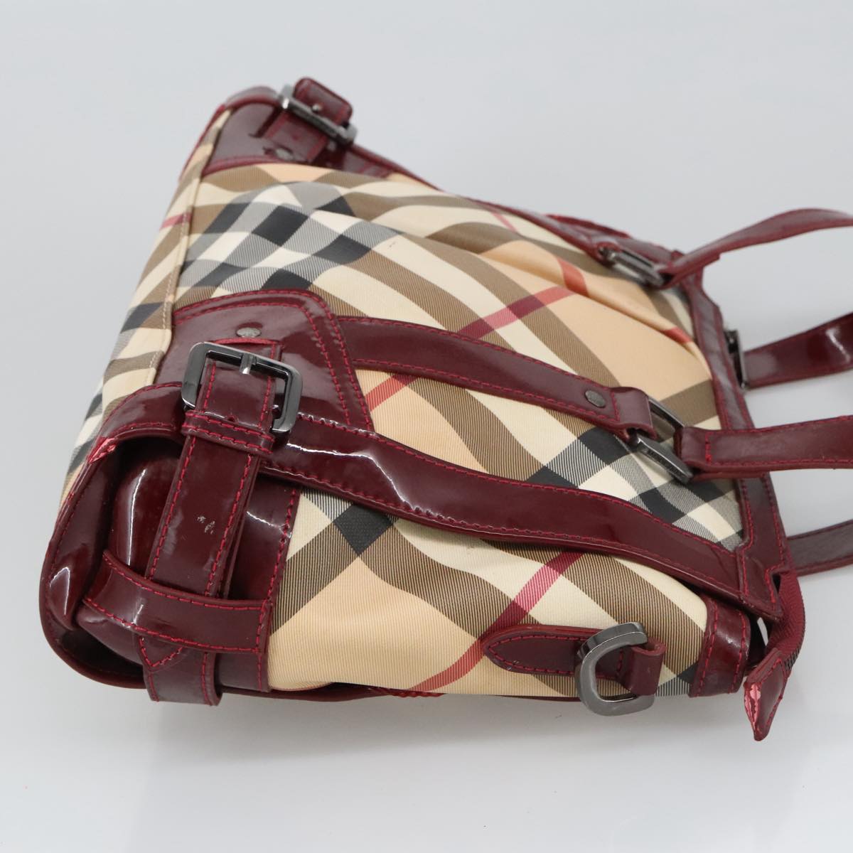 Burberry Nova Check Beige Canvas Handbag (Pre-Owned)