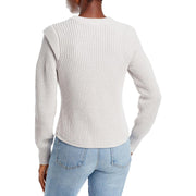 Womens Knit Ribbed Crewneck Sweater