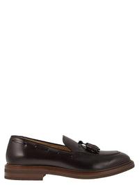Brunello Cucinelli Mens Leather Tassle Loafers in Burgundy1