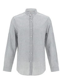 Brunello Cucinelli Brunello Cucinelli Cotton Striped Band-Collar Shirt