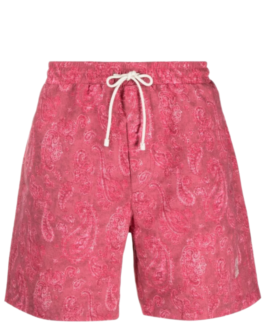 Brunello Cucinelli Brunello Cucinelli Pink Paisley Print Drawstring Swim Shorts