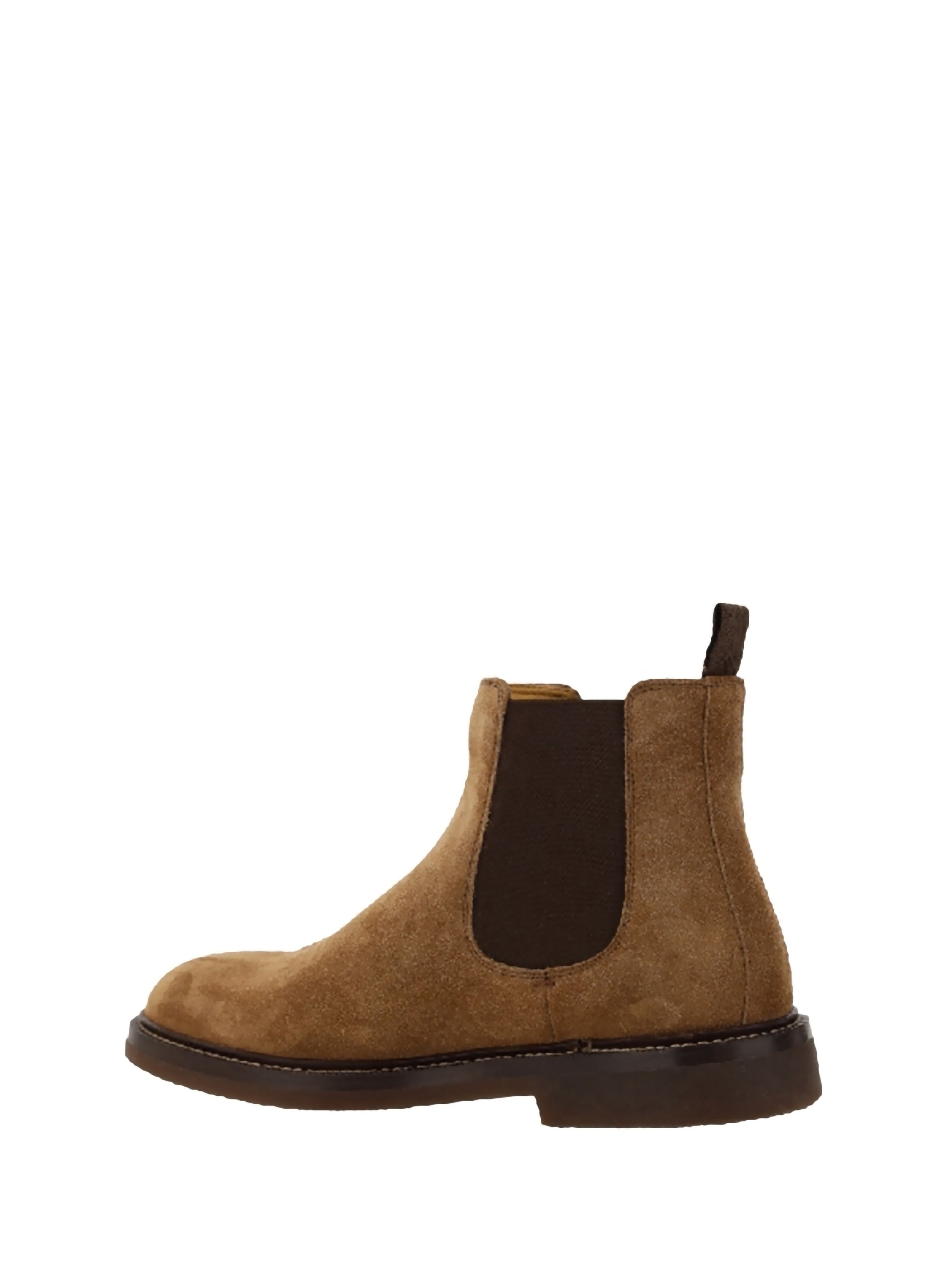 Brunello Cucinelli Suede Chelsea Boots with Lug Sole Brown