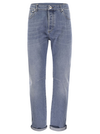 Brunello Cucinelli Mens Jeans In Light Wash Denim Multi