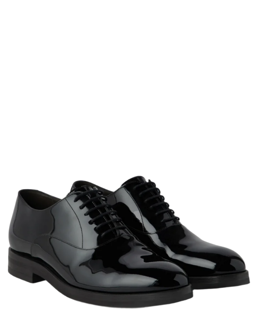 Brunello Cucinelli Patent Leather Plain-Toe Oxford Shoes