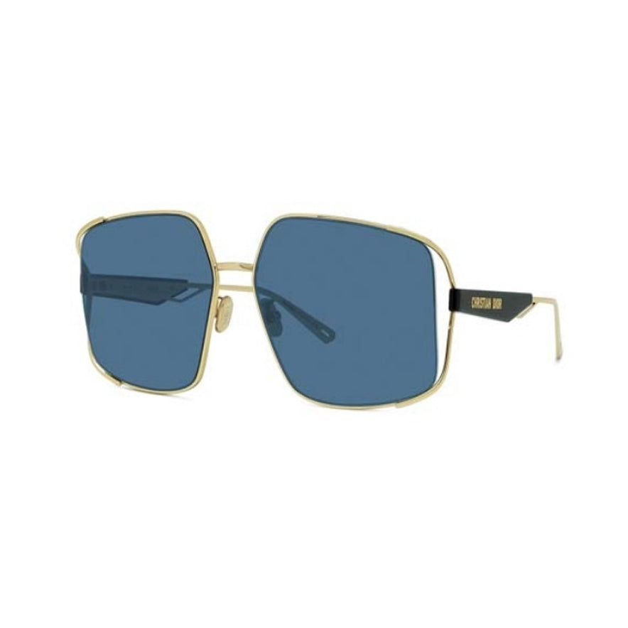 Dior Square Full Rim, with a Gold frame and Blue lens. Gold