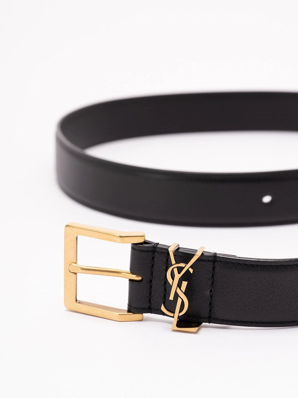 Saint Laurent Men Cassandre Vadim Belt In Smooth Leather