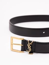 Saint Laurent Men Cassandre Vadim Belt In Smooth Leather