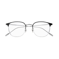 Montblanc Eyeglasses Square Full Rim, Black/Silver Frame and Clear Demo Lens Lens MB0191O005