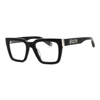 Philipp Plein Eyeglasses Square Full Rim, Shiny Black Frame and Clear Demo Lenses Lens VPP112M0700